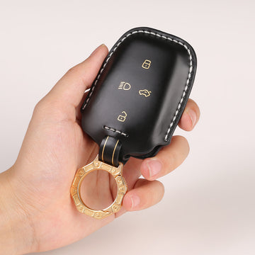 Keycare Italian leather key cover for Nexon, Harrier, Tigor BS6, Tigor EV, Safari 2021, Altroz, Safari Gold, Gravitas, Punch 4 button smart key (ITL08) - Keyzone