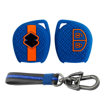 Keycare silicone key cover & keychain for: Fronx, Jimny, Swift, Dzire, XL6, Ignis, Grand Vitara, Brezza, WagonR, Vitara Brezza, Celerio, Ertiga, Ciaz, Scross, Baleno, Alto, SPresso, Alto K10, SX4, Ritz 2b remote key (KC-63, Full Leather Keychain) - Keyzone