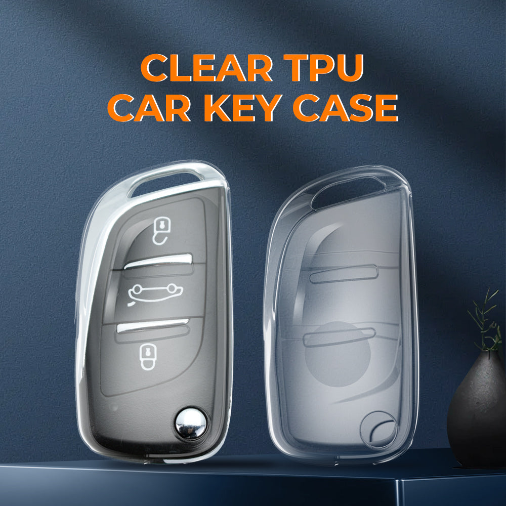 tpu folding key case remote control cover protection case for seat Leon  beige