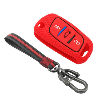 Keycare silicone key cover and keyring fit for : Kd B11 Universal remote flip key (KC-01, Full Leather Keychain) - Keyzone