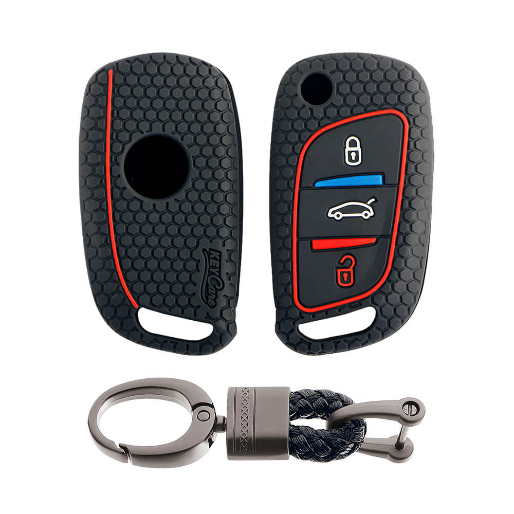 Keycare silicone key cover and keyring fit for : Kd B11 Universal remote flip key (KC-01, Alloy Keychain)