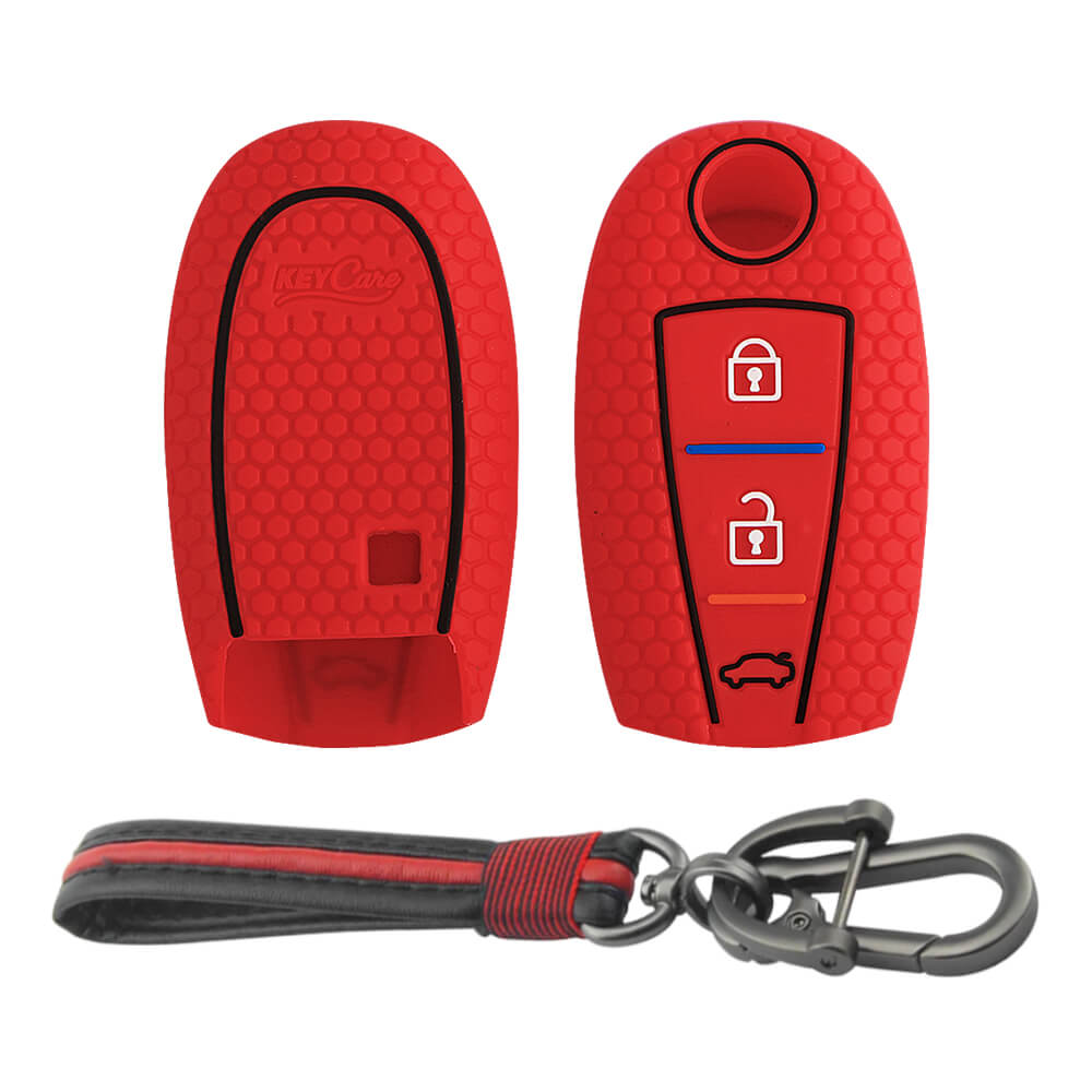 Keycare silicone key cover and keychain fit for : Urban Cruiser smart key (KC-04, Full leather keychain) - Keyzone