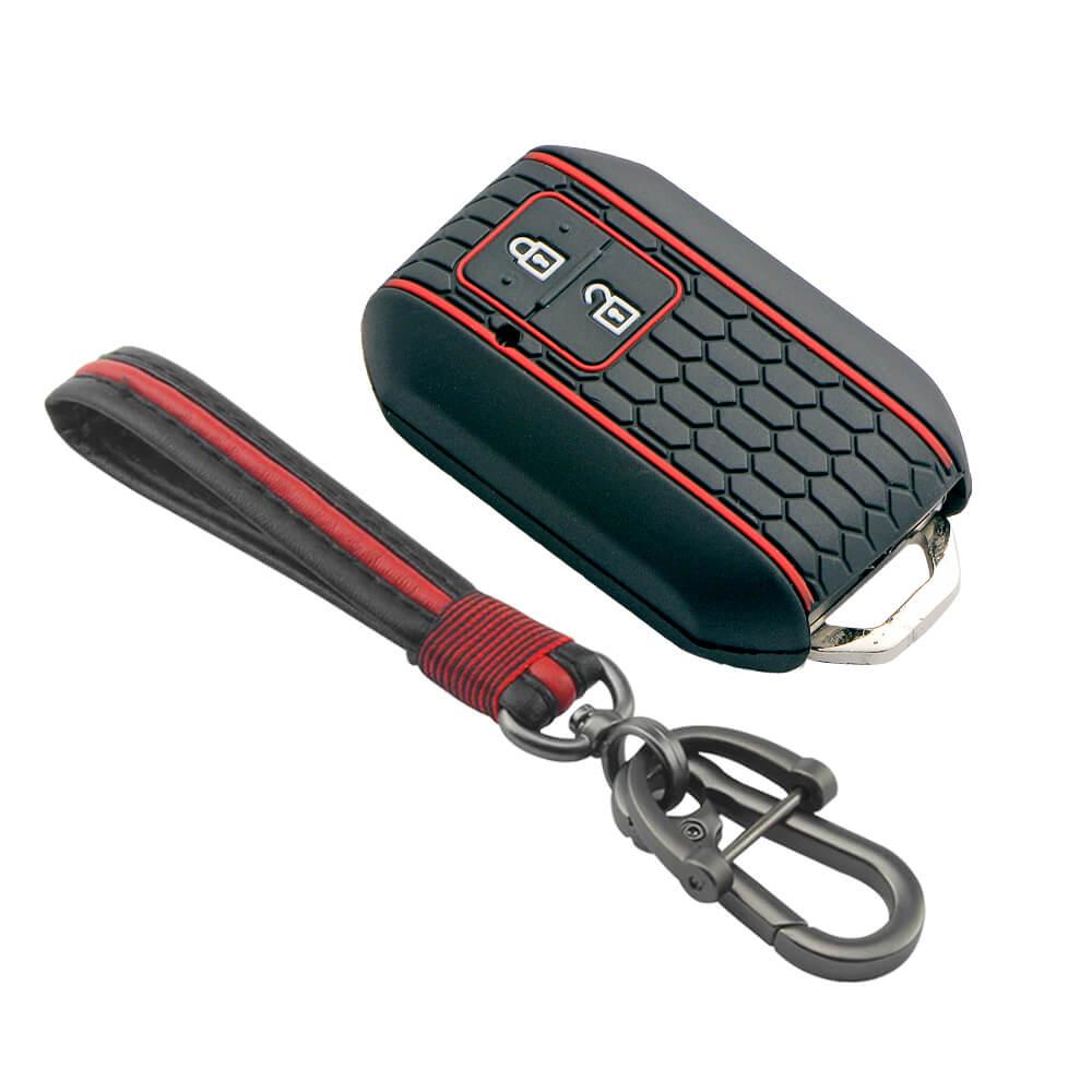 Keycare silicone key cover and keychain fit for : Baleno, Jimny, Grand Vitara, Xl6, Ignis, Swift, Ertiga, Fronx, New Brezza 2022, Dzire 2b smart key (KC-05, Full leather key keychain) - Keyzone