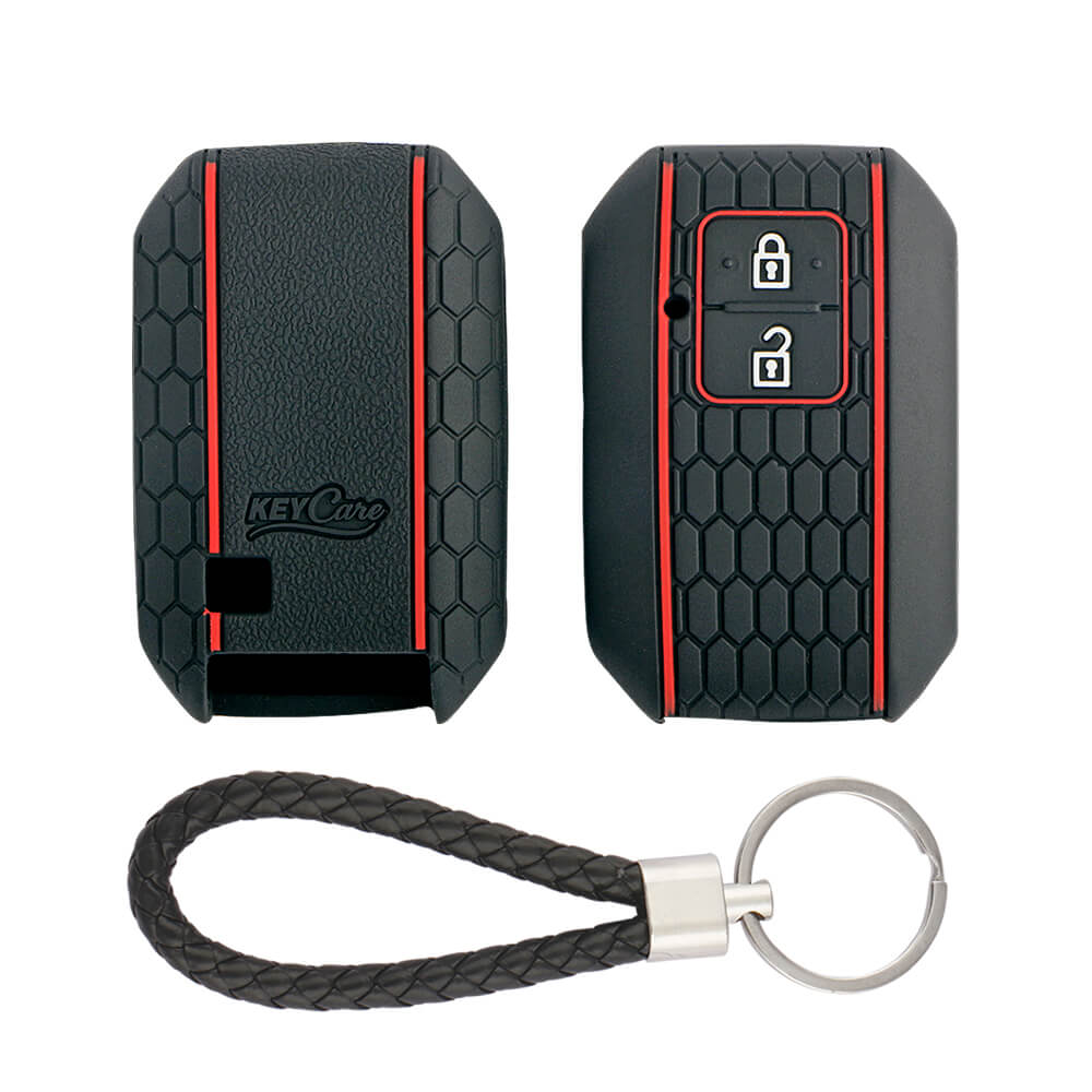 Keycare silicone key cover and keyring fit for : Glanza, Urban Cruiser Hyryder, Rumion 2 button smart key (KC-05, KCMini Keyring) - Keyzone