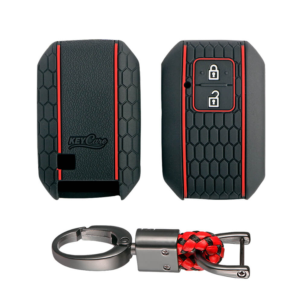 Keycare silicone key cover and keyholder fit for : Glanza, Urban Cruiser Hyryder, Rumion 2b smart key (KC-05 ALLOY BLACK) - Keyzone