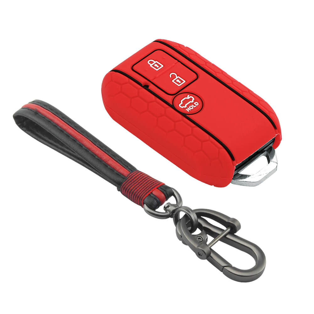 Keycare silicone key cover and keyring fit for : Dzire, Ertiga 3b smart key (KC-06, Full Leather Keychain) - Keyzone