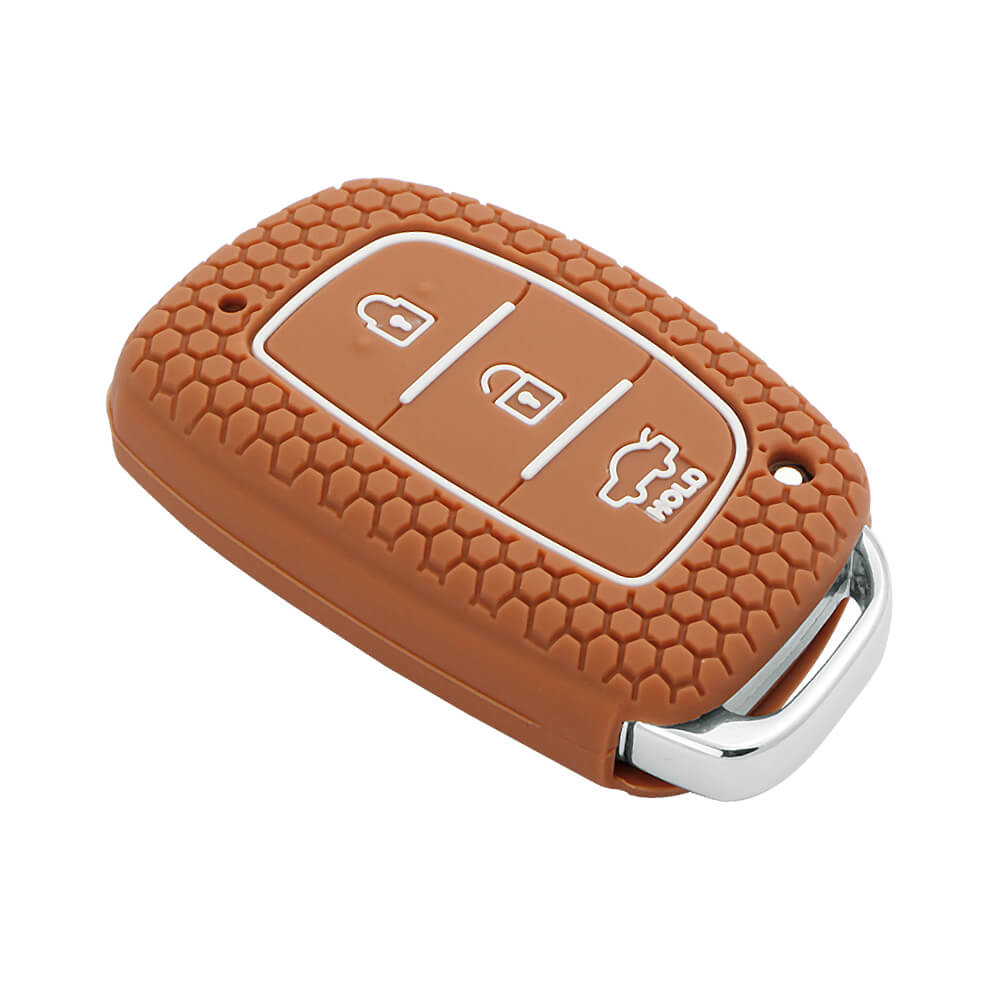 Keycare silicone key cover fit for : Exter, Creta, Elite I20, Active I20, Aura, Verna 4s, Xcent, Tucson, Elantra 3 button smart key (KC-07) - Keyzone