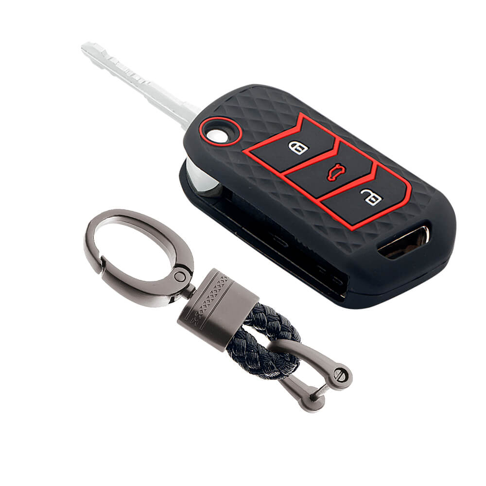 Keycare silicone key cover and keyring fit for : Marazzo, TUV300 Plus, Scorpio, Thar 2020, XUV700, XUV300, Bolero 2020, XUV400, Scorpio-N flip key (KC-09, Alloy Keychain) - Keyzone