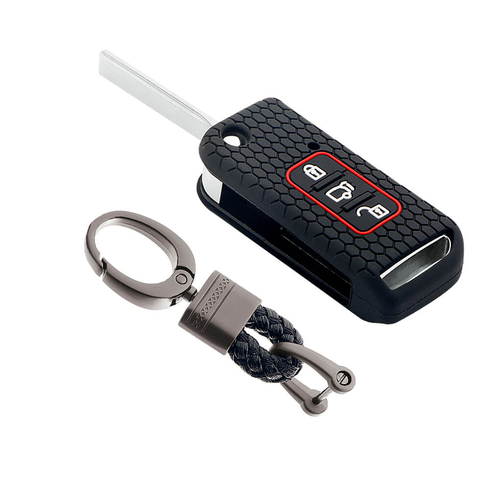 Keycare silicone key cover and keyring fit for : XUV500 flip key (KC-11, Alloy Keychain) - Keyzone
