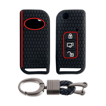 Keycare silicone key cover and keyring fit for : XUV500 flip key (KC-11, Alloy Keychain)
