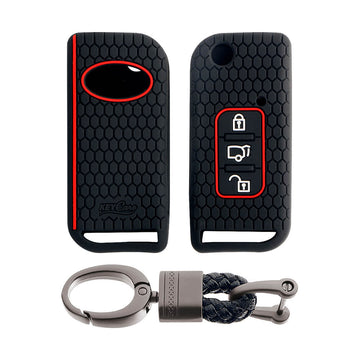 Keycare silicone key cover and keyring fit for XUV500 flip key (KC-11, Alloy Keychain)