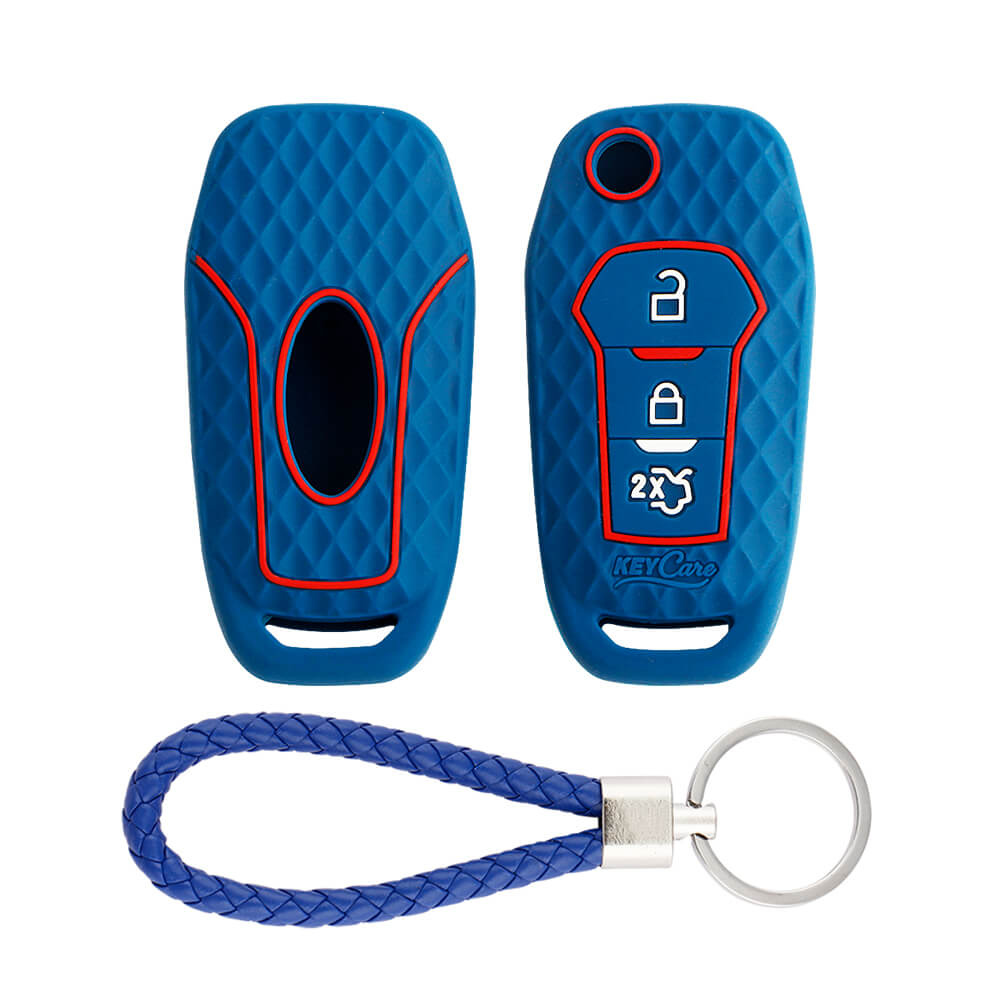 Keycare silicone key cover and keyring fit for : Ford Figo Aspire, Endeavour flip key (KC-12, KCMini Keyring) - Keyzone