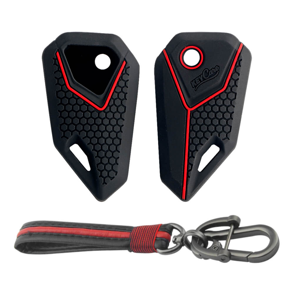 Keycare silicone key cover and keyring fit for : Universal Bike flip key (KC-15, Full Leather Keychain) - Keyzone