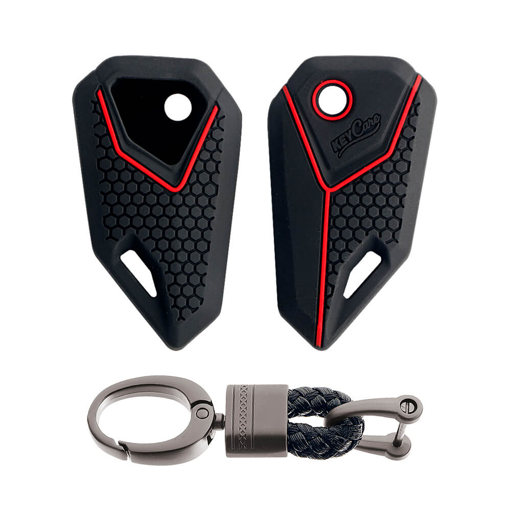 Keycare silicone key cover and keyring fit for : Universal Bike flip key (KC-15, Alloy Keychain) - Keyzone
