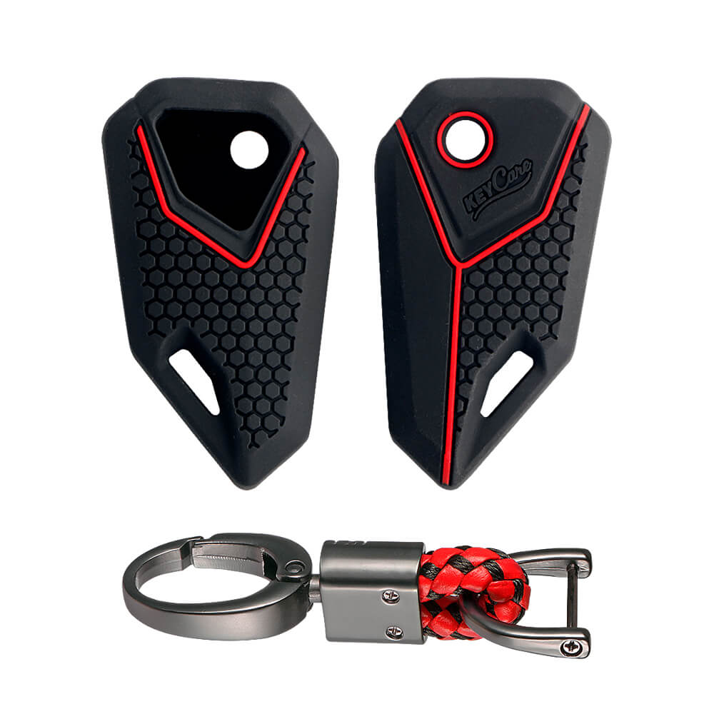 Keycare silicone key cover and keyring fit for : Universal Bike flip key (KC-15, Alloy Keychain)
