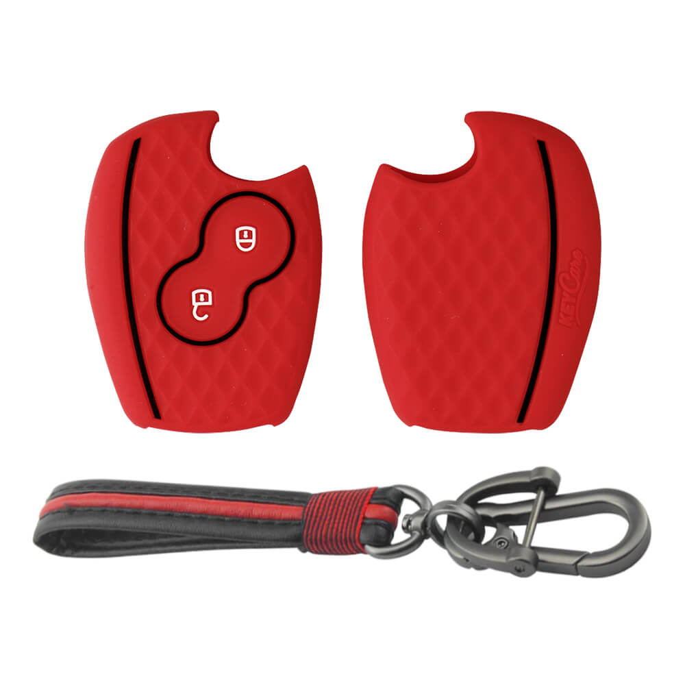 Keycare silicone key cover and keyring fit for : Terrano 2 button remote key (KC-20, Full Leather Keychain) - Keyzone