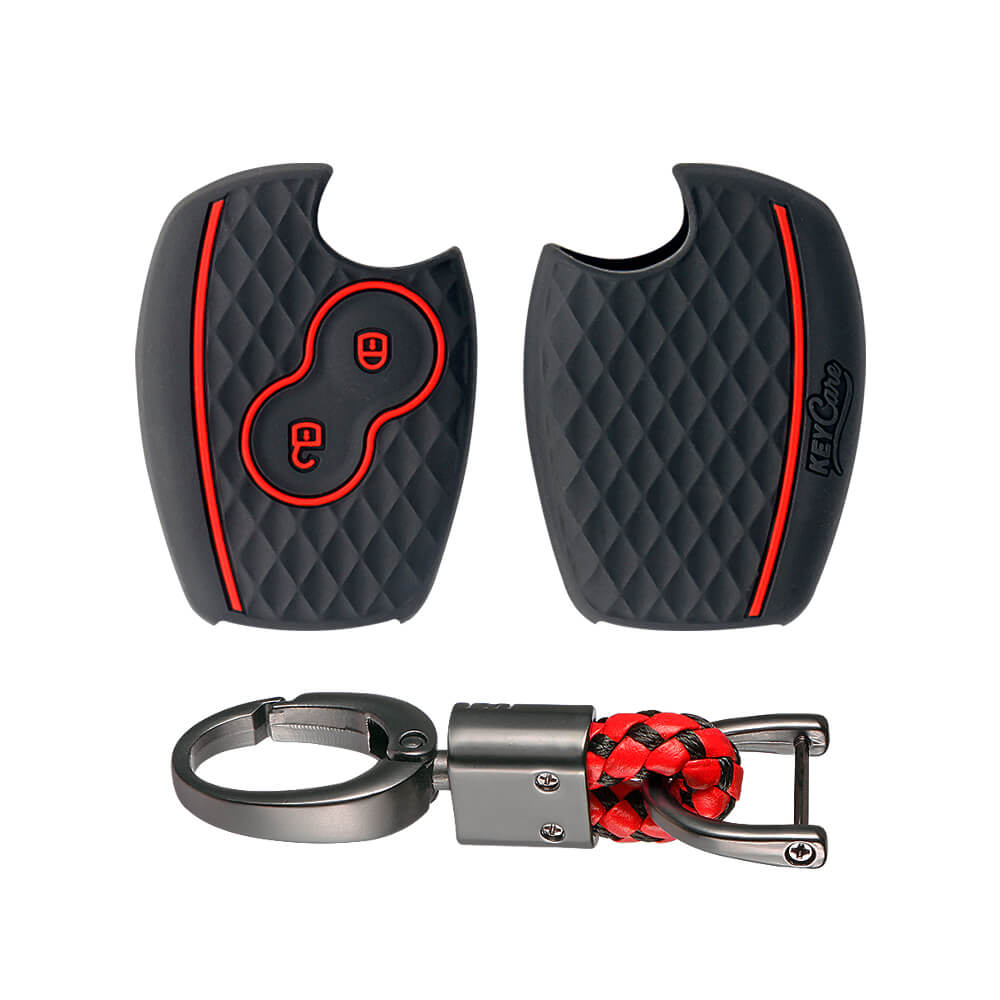 Keycare silicone key cover and keyring fit for : Logan, Duster, Verito, Lodgy 2 button remote key (KC-20, Alloy Keychain) - Keyzone