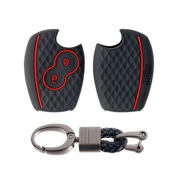 Keycare silicone key cover and keyring fit for : Logan, Duster, Verito, Lodgy 2 button remote key (KC-20, Alloy Keychain)