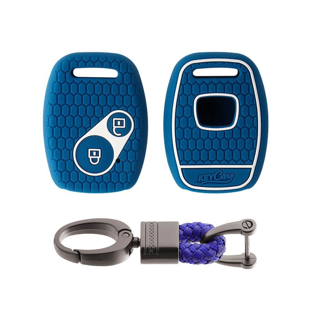 Keycare silicone key cover and Keychain fit for : Honda 2 button remote key (KC-21, Alloy Key holder) - Keyzone