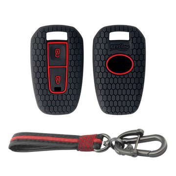 Keycare silicone key cover and keyring fit for: Indica Vista, Indigo Manza 2 button remote key (KC-22, Full Leather Keychain)