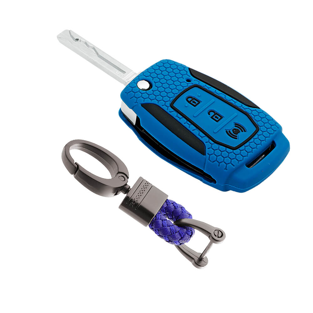 Keycare silicone key cover and keychain fit for : Xuv300, Alturas G4 flip key (KC-25, Alloy keychain black) - Keyzone