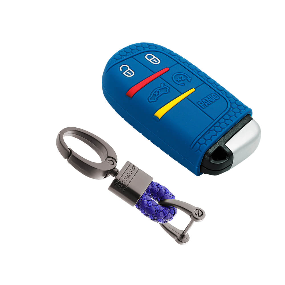 Keycare silicone key cover and keyring fit for : Compass, Trailhawk smart key (KC-28, Alloy Keychain) - Keyzone
