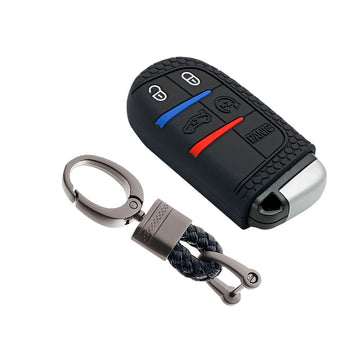 Keycare silicone key cover and keyring fit for : Compass, Trailhawk smart key (KC-28, Alloy Keychain)