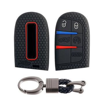 Keycare silicone key cover and keyring fit for : Compass, Trailhawk smart key (KC-28, Alloy Keychain)