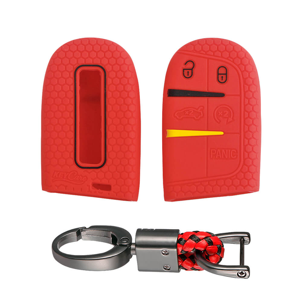 Keycare silicone key cover and keyring fit for : Compass, Trailhawk smart key (KC-28, Alloy Keychain) - Keyzone