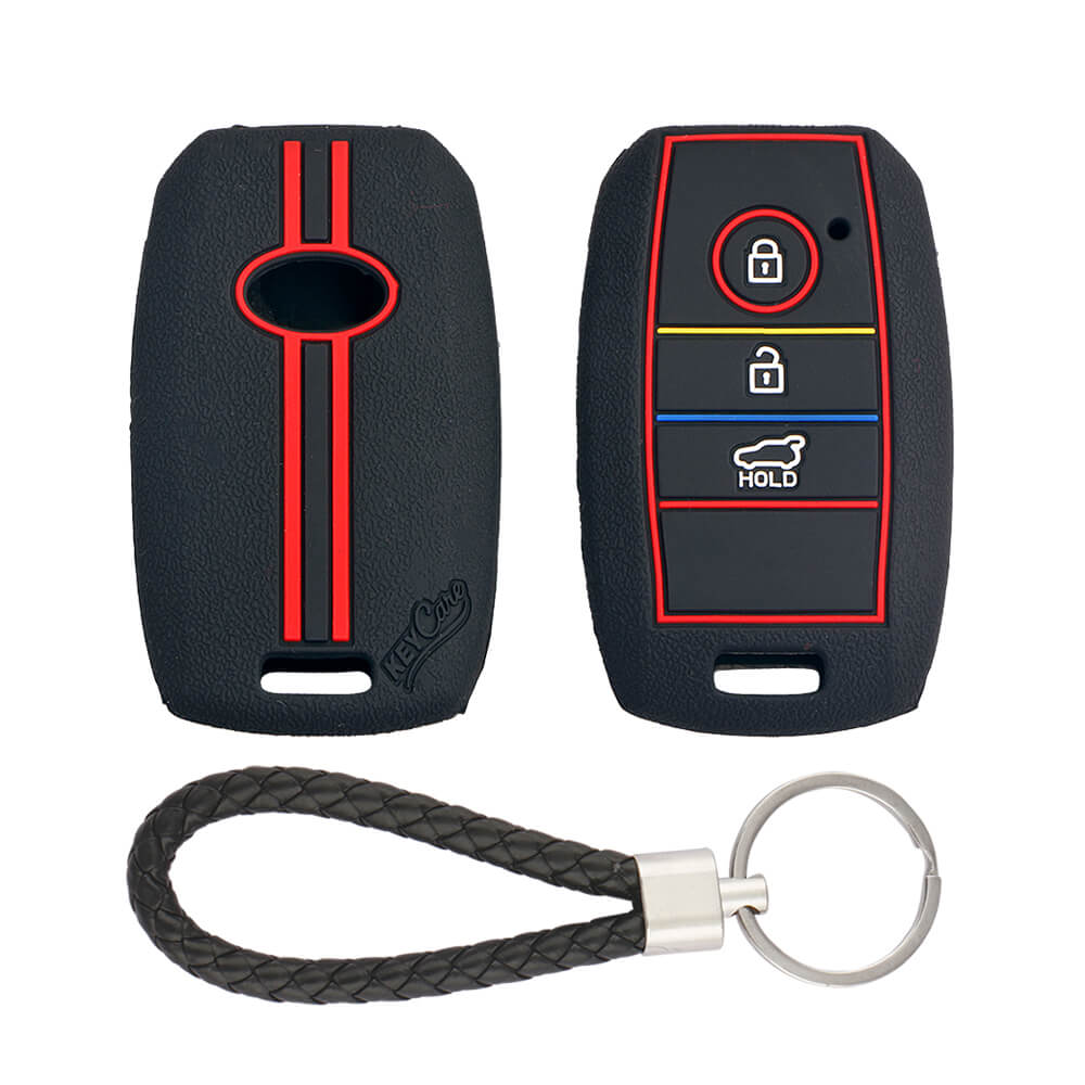 Keycare silicone key cover and keyring fit for : Kia Seltos 3 button smart key (KC-31, KCMini keyring) - Keyzone
