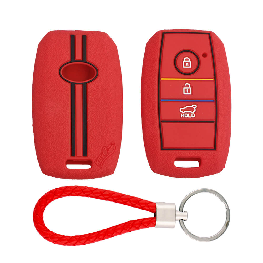 Keycare silicone key cover and keyring fit for : Kia Seltos 3 button smart key (KC-31, KCMini keyring) - Keyzone