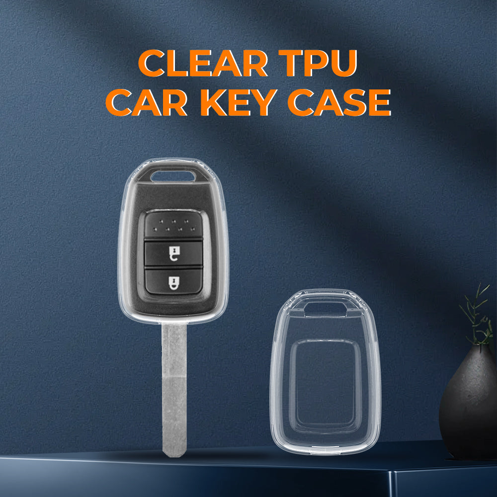 Keyzone clear TPU key cover and diamond keychain fit for : WR-V, City, Jazz, Amaze 2014+ 2 button remote key (CLTP33+KH08) - Keyzone