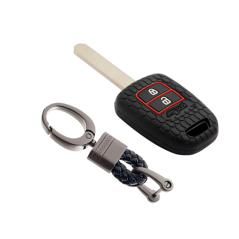 Keycare silicone key cover and keyring fit for : Wr-v, City, Jazz, Amaze 2014+ 2 button remote key (KC-33, Alloy Keychain) - Keyzone