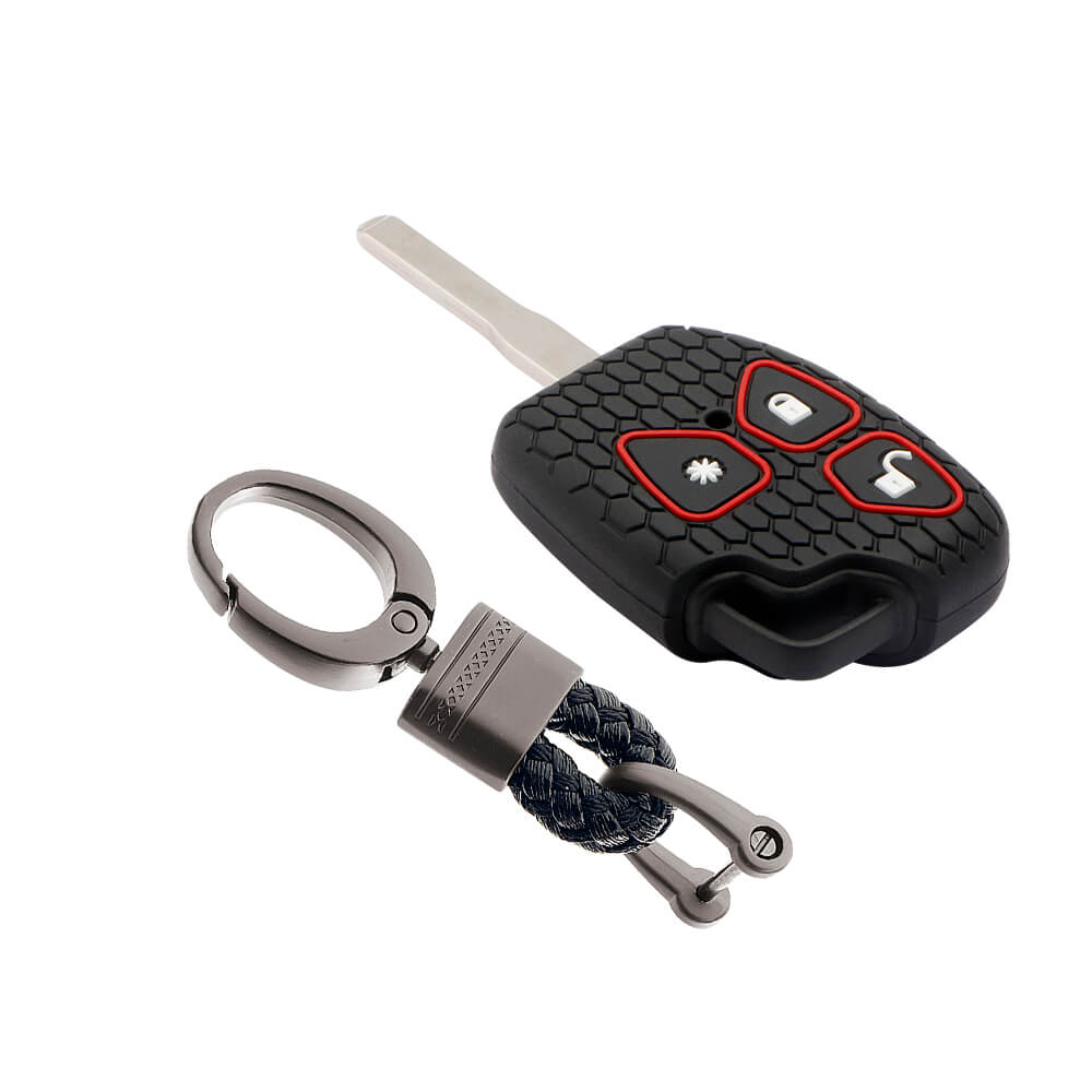 Keycare silicone key cover and keyring fir for : Xylo, Scorpio, Quanto 3 button remote key (KC-34, Alloy Keychain) - Keyzone