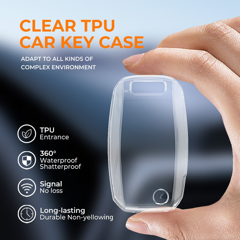 Keyzone clear TPU key cover fit for : Seltos, Sonet, Carens 3 button flip key (CLTP35) - Keyzone