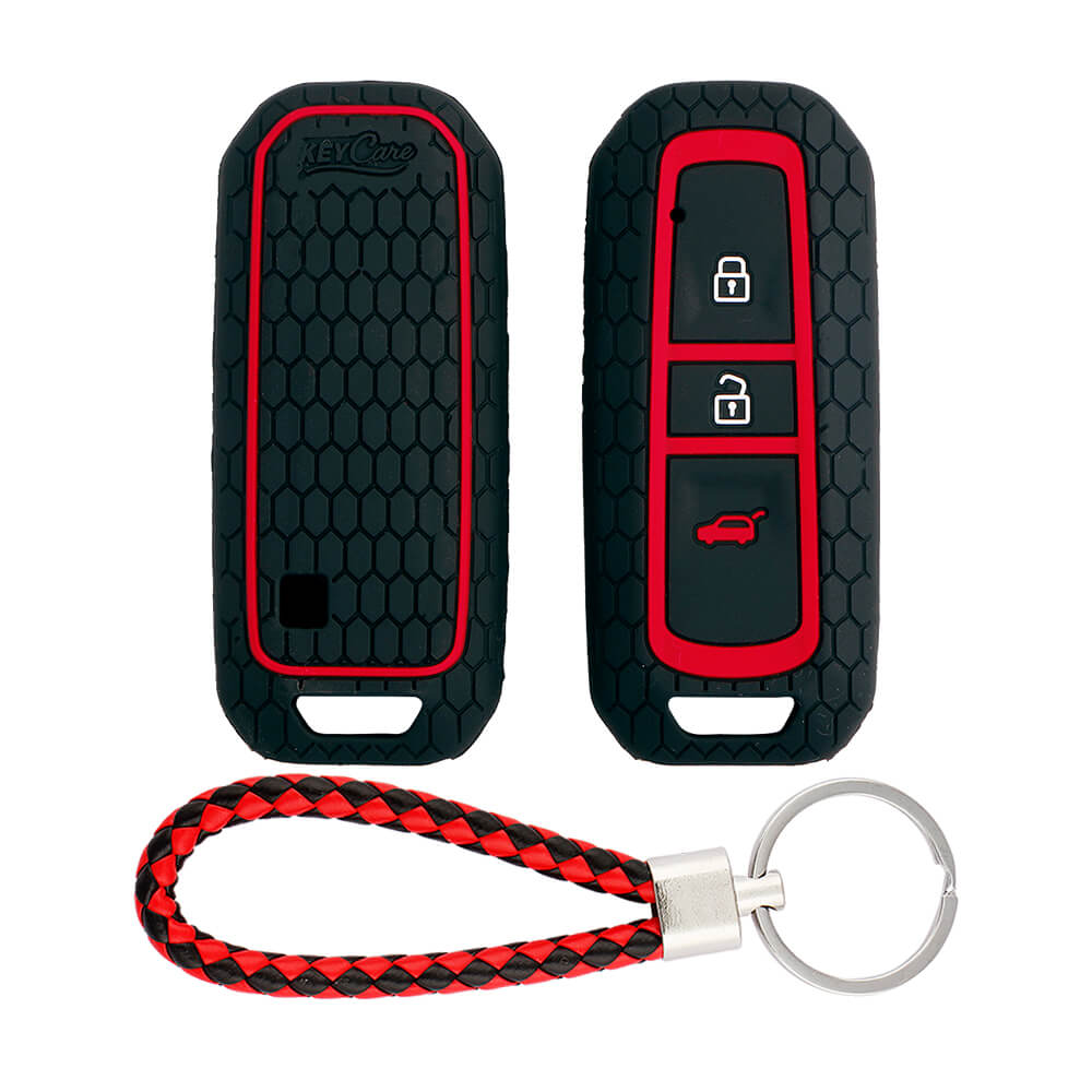 Keycare silicone key cover and keyring fit for : MG Hector 3 button smart key (KC-36, KCMini Keyring)