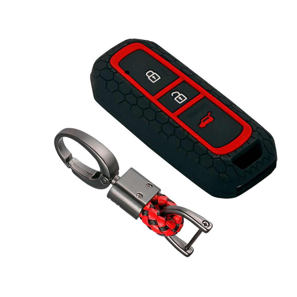 Keycare silicone key cover and keyring fit for : MG Hector 3 button smart key (KC-36, Alloy Keychain) - Keyzone