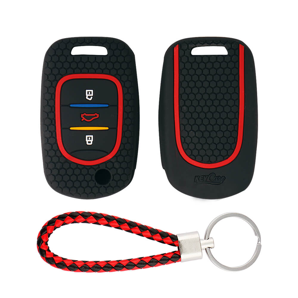 Keycare silicone key cover and keyring fit for : MG Hector 3 button flip key (KC-39, KCMini Keyring)