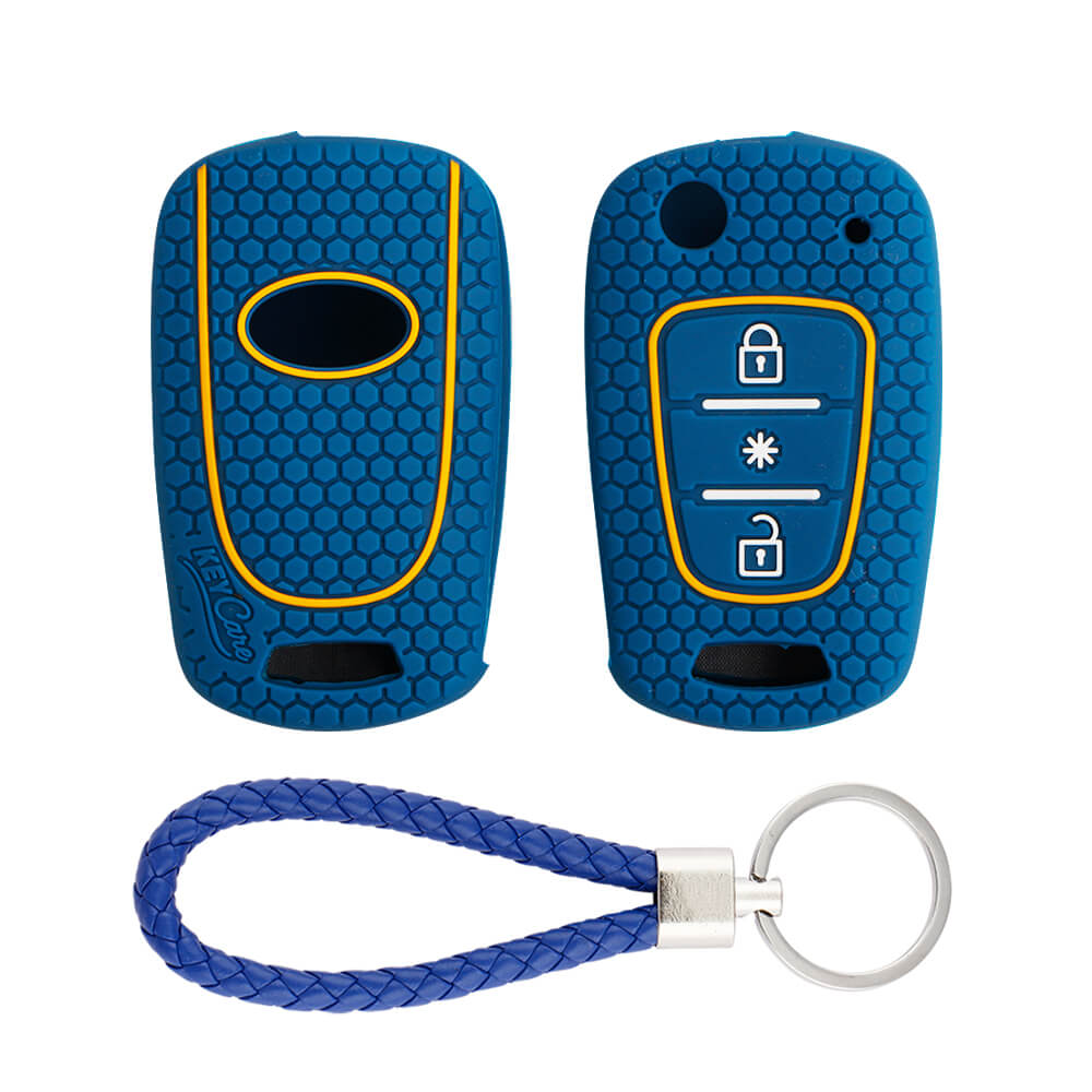 Keycare silicone key cover and keyring fit for : Verna Fluidic, I10, Old I20 (2007-2011) flip key (KC-45, KCMini Keyring) - Keyzone