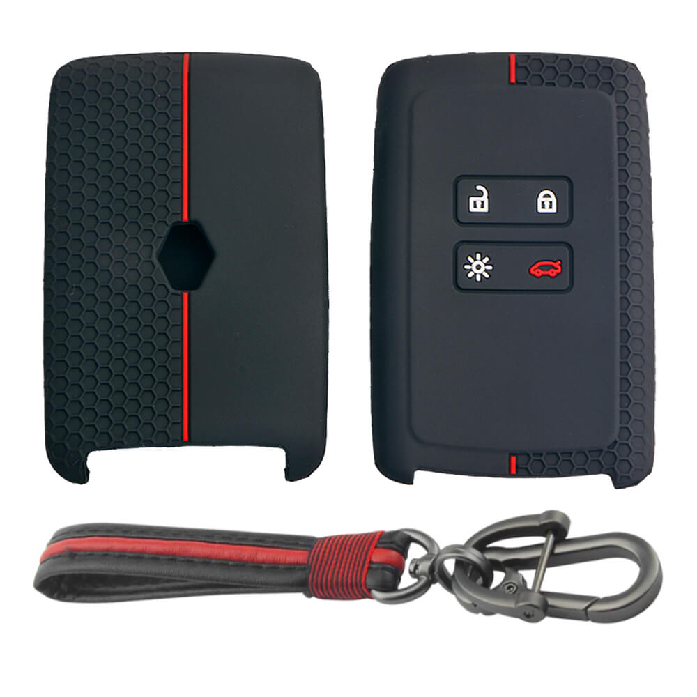 Keycare silicone key cover and keyring fit for : Triber, Kiger smart card (KC-46, Full Leather Keychain) - Keyzone