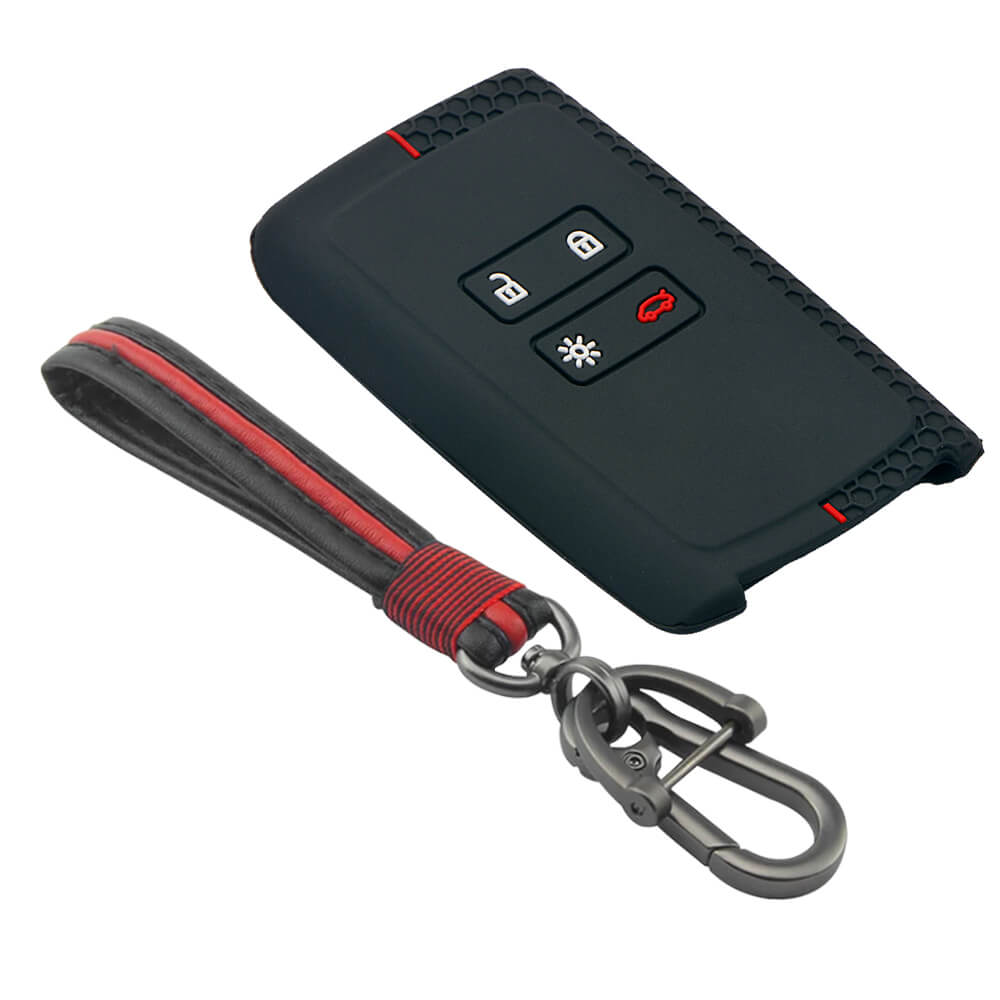 Keycare silicone key cover and keyring fit for : Triber, Kiger smart card (KC-46, Full Leather Keychain) - Keyzone