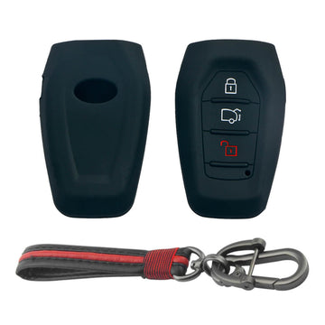 Keycare silicone key cover and keyring fit for : XUV500 smart key (KC-48, Full Leather Keychain) - Keyzone