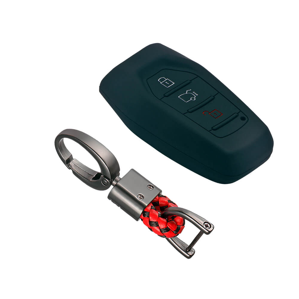 Keycare silicone key cover and keyring fit for : XUV500 smart key (KC-48, Alloy Keychain) - Keyzone