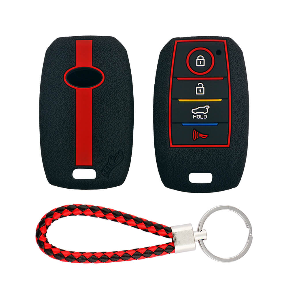 Keycare silicone key cover and keyring fit for : Kia Seltos 4 button smart key (KC-49, KCMini Keyring) - Keyzone