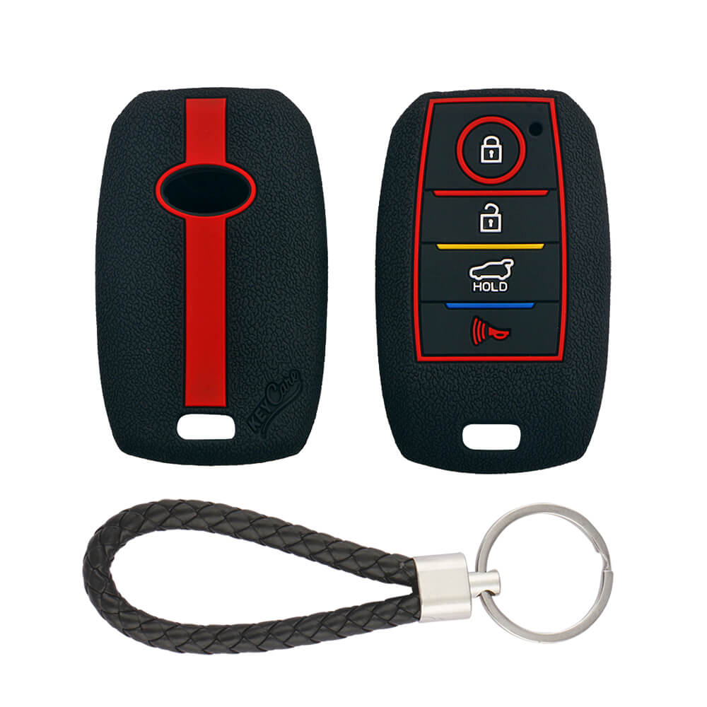 Keycare silicone key cover and keyring fit for : Kia Seltos 4 button smart key (KC-49, KCMini Keyring) - Keyzone