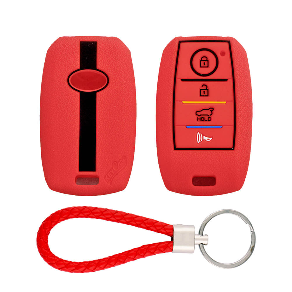 Keycare silicone key cover and keyring fit for : Kia Seltos 4 button smart key (KC-49, KCMini Keyring) - Keyzone