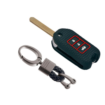 Keycare silicone key cover and keyring fit for : City, Wr-v flip key (KC-50, Alloy Keychain)