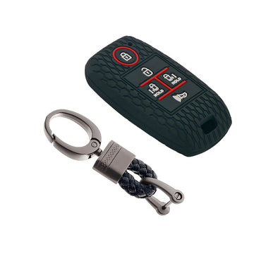 Keycare silicone key cover and keyring fit for : Carnival 5 button smart key (KC-51, Alloy Keychain) - Keyzone