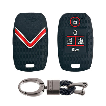 Keycare silicone key cover and keyring fit for : Carnival 5 button smart key (KC-51, Alloy Keychain)
