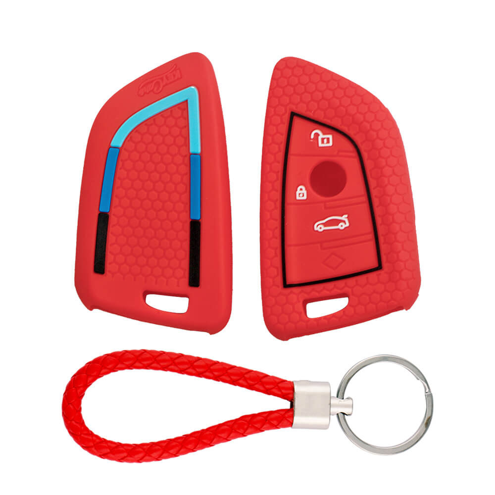 Keycare silicone key cover and keyring fit for : X1, X3, X6, X5, 5 Series, 6 Series, 7 Series 4 button smart key (T2) (KC-52, KCMini Keyring) - Keyzone